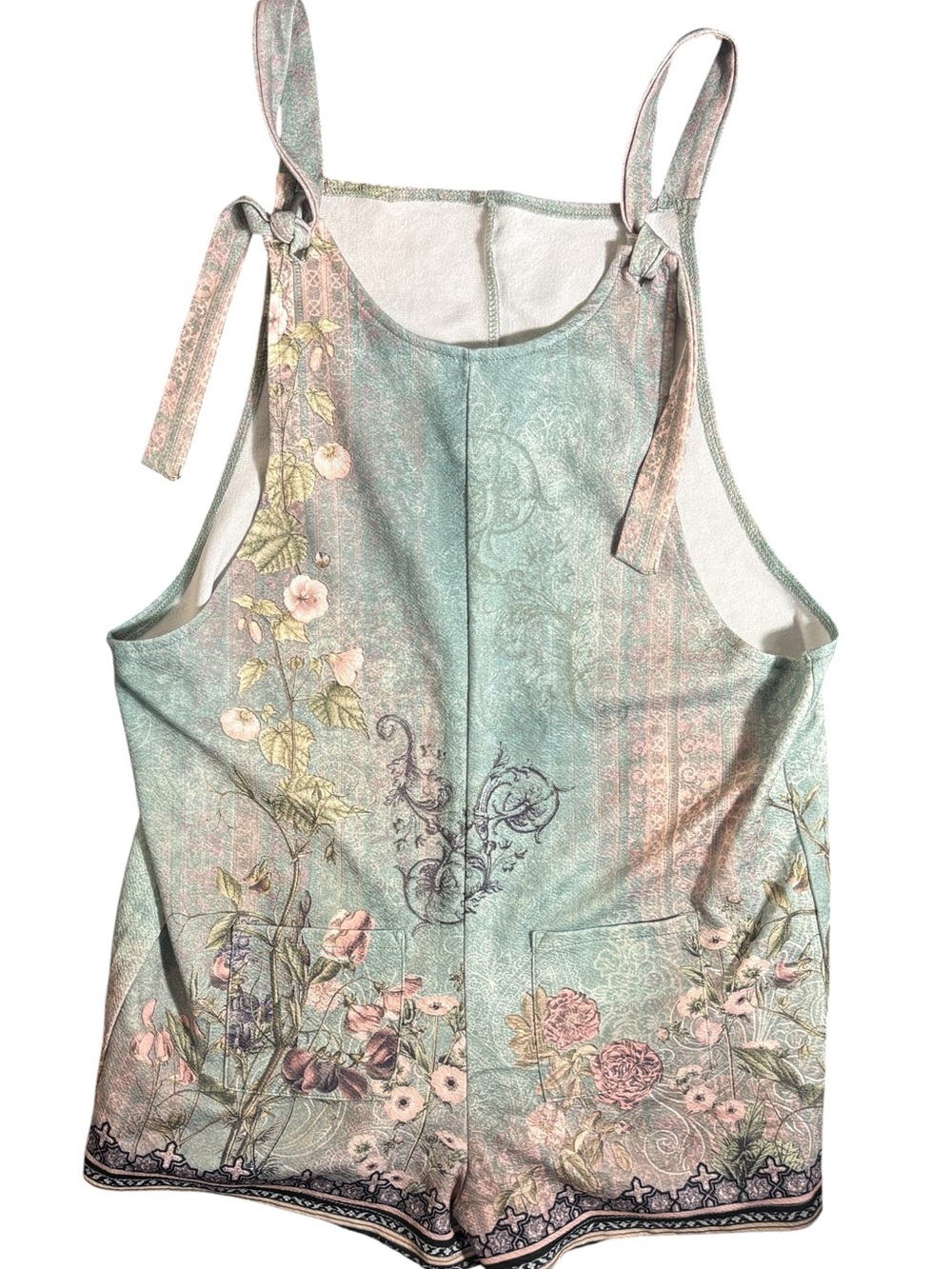 Floral Tie Strap Romper Medium Cottagecore Boho